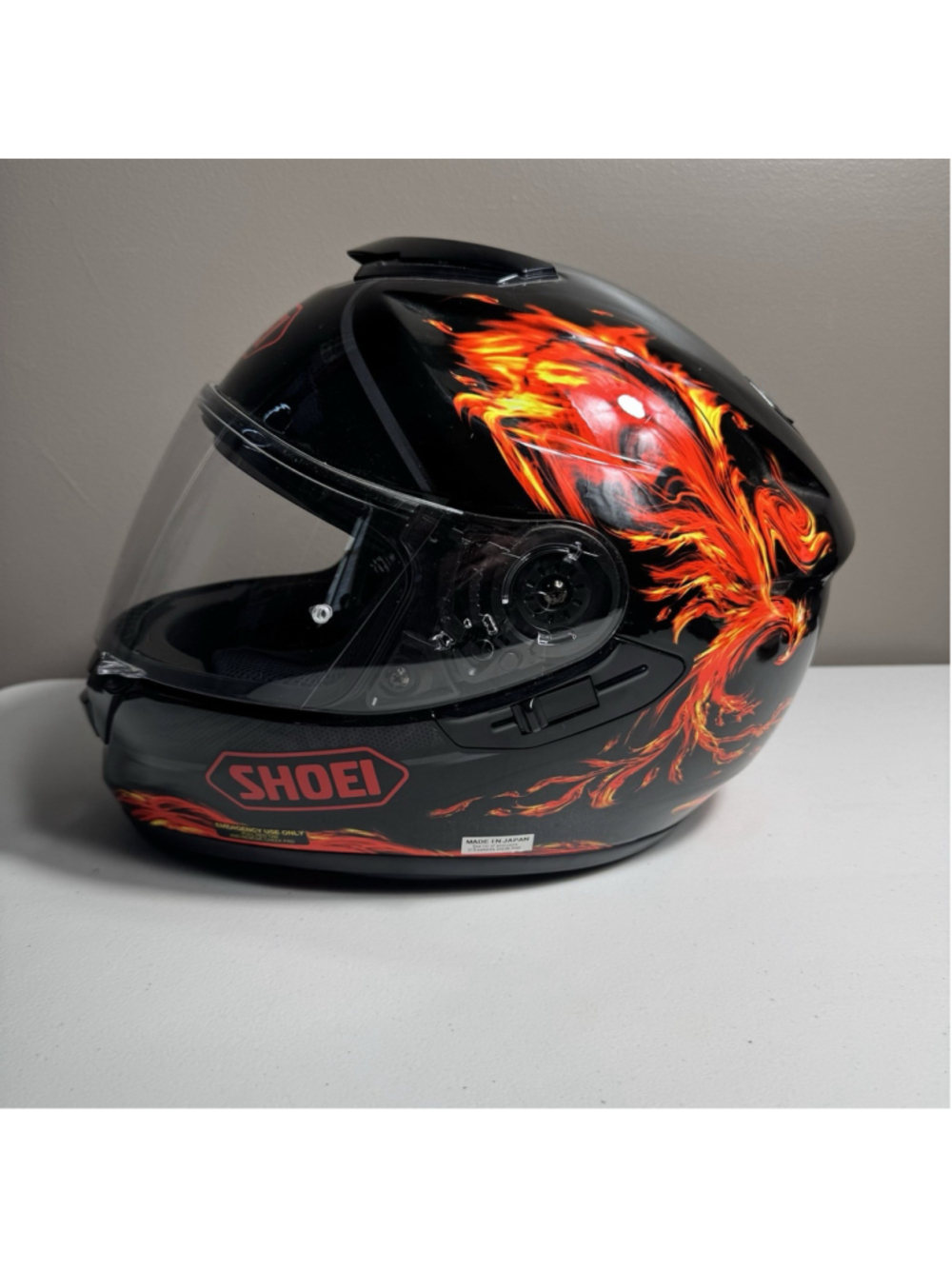 Shoei Full Face Motorcycle Helmet Fire Phoenix Graphic Black/Red Made in Japan